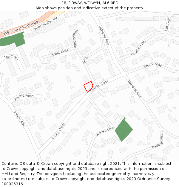 18, FIRWAY, WELWYN, AL6 0RD: Location map and indicative extent of plot