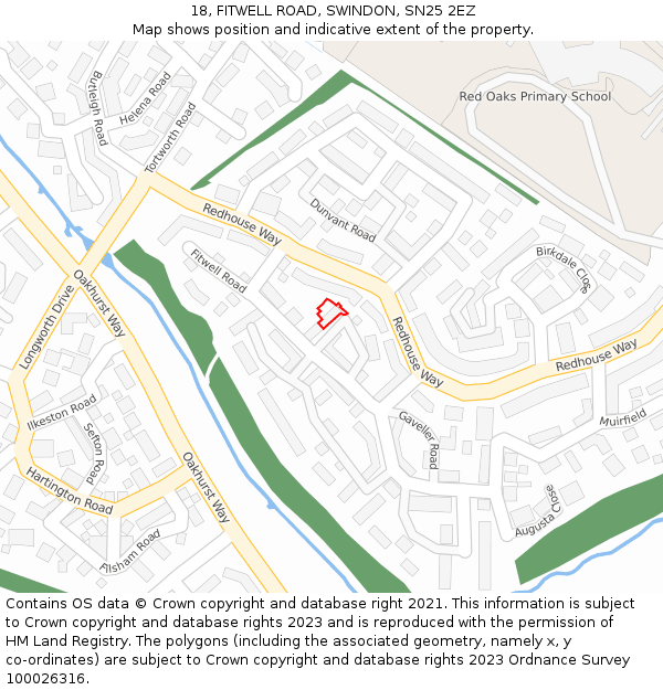 18, FITWELL ROAD, SWINDON, SN25 2EZ: Location map and indicative extent of plot