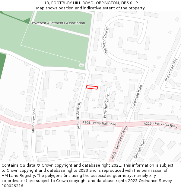 18, FOOTBURY HILL ROAD, ORPINGTON, BR6 0HP: Location map and indicative extent of plot