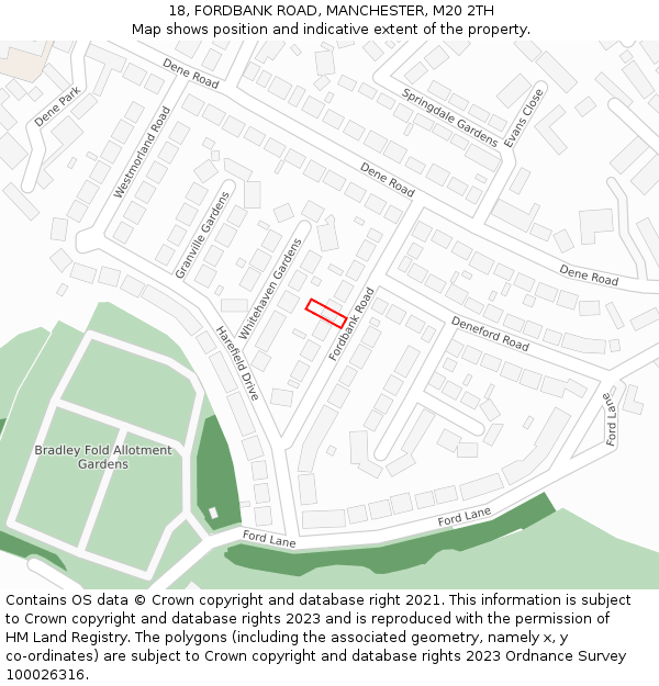 18, FORDBANK ROAD, MANCHESTER, M20 2TH: Location map and indicative extent of plot