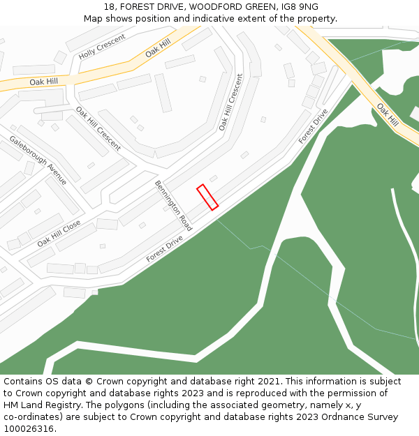 18, FOREST DRIVE, WOODFORD GREEN, IG8 9NG: Location map and indicative extent of plot