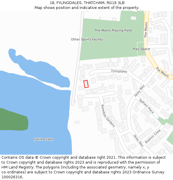 18, FYLINGDALES, THATCHAM, RG19 3LB: Location map and indicative extent of plot
