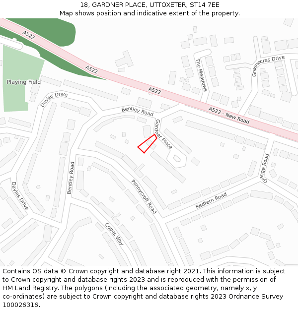 18, GARDNER PLACE, UTTOXETER, ST14 7EE: Location map and indicative extent of plot