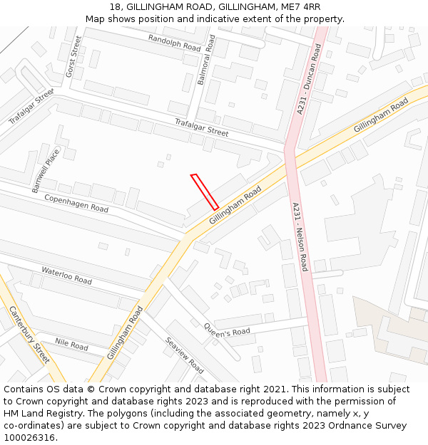 18, GILLINGHAM ROAD, GILLINGHAM, ME7 4RR: Location map and indicative extent of plot