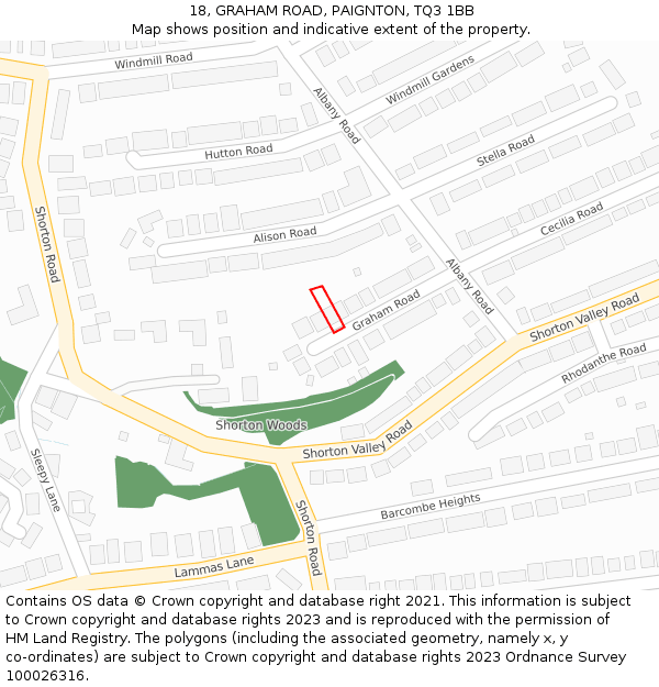 18, GRAHAM ROAD, PAIGNTON, TQ3 1BB: Location map and indicative extent of plot