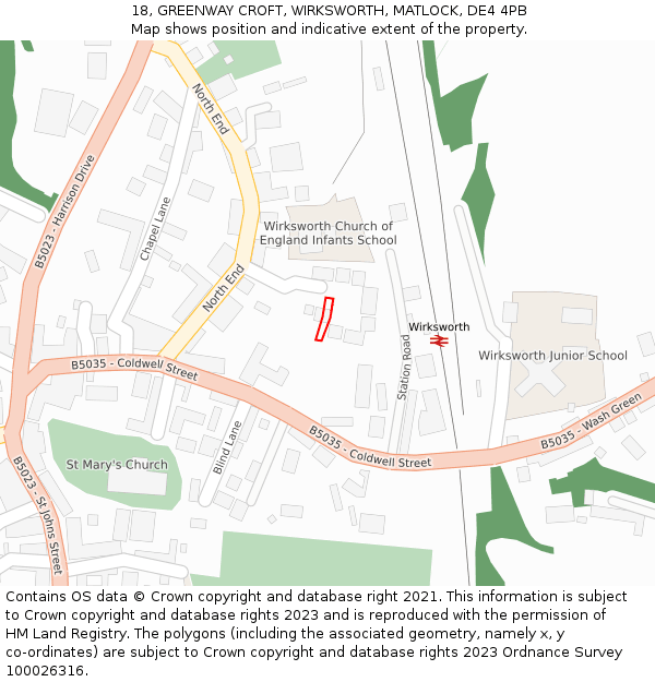 18, GREENWAY CROFT, WIRKSWORTH, MATLOCK, DE4 4PB: Location map and indicative extent of plot