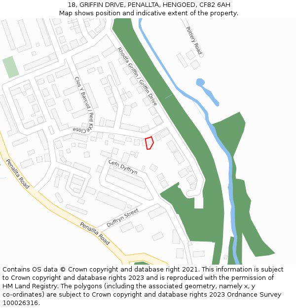 18, GRIFFIN DRIVE, PENALLTA, HENGOED, CF82 6AH: Location map and indicative extent of plot