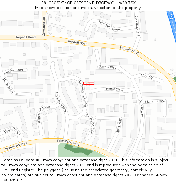 18, GROSVENOR CRESCENT, DROITWICH, WR9 7SX: Location map and indicative extent of plot