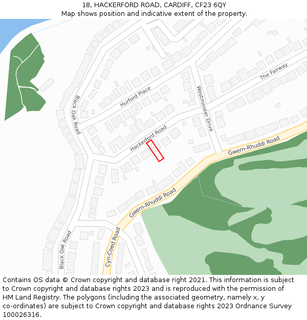 18, HACKERFORD ROAD, CARDIFF, CF23 6QY: Location map and indicative extent of plot
