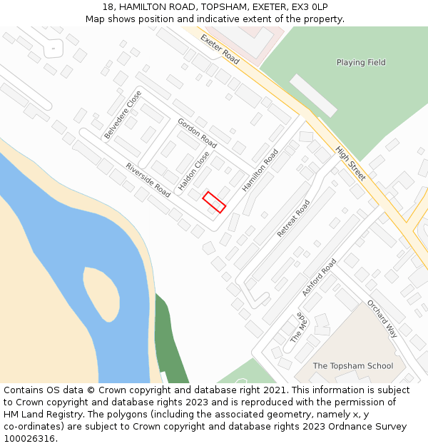 18, HAMILTON ROAD, TOPSHAM, EXETER, EX3 0LP: Location map and indicative extent of plot