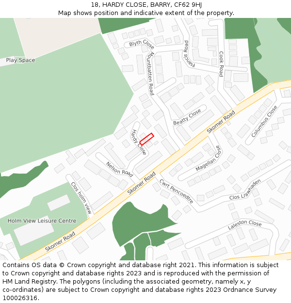 18, HARDY CLOSE, BARRY, CF62 9HJ: Location map and indicative extent of plot