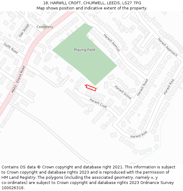 18, HARWILL CROFT, CHURWELL, LEEDS, LS27 7PG: Location map and indicative extent of plot