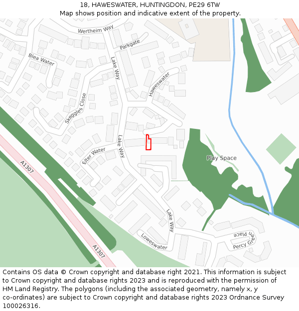 18, HAWESWATER, HUNTINGDON, PE29 6TW: Location map and indicative extent of plot