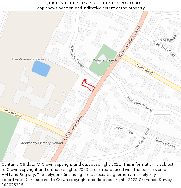 18, HIGH STREET, SELSEY, CHICHESTER, PO20 0RD: Location map and indicative extent of plot