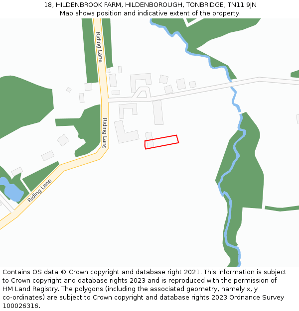 18, HILDENBROOK FARM, HILDENBOROUGH, TONBRIDGE, TN11 9JN: Location map and indicative extent of plot