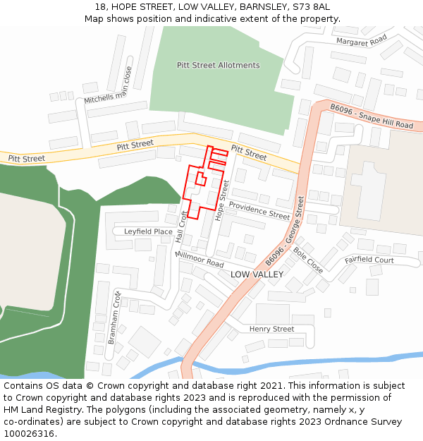 18, HOPE STREET, LOW VALLEY, BARNSLEY, S73 8AL: Location map and indicative extent of plot