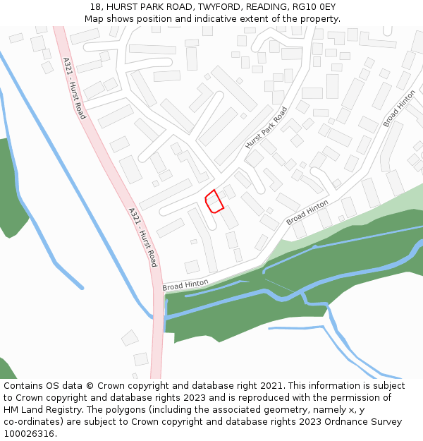 18, HURST PARK ROAD, TWYFORD, READING, RG10 0EY: Location map and indicative extent of plot