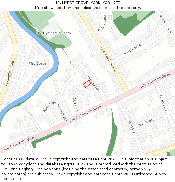 18, HYRST GROVE, YORK, YO31 7TD: Location map and indicative extent of plot