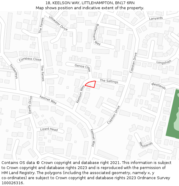 18, KEELSON WAY, LITTLEHAMPTON, BN17 6RN: Location map and indicative extent of plot