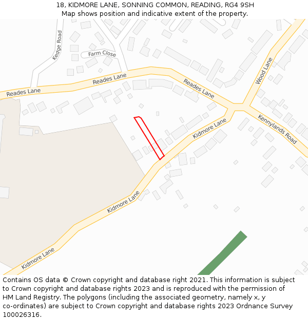 18, KIDMORE LANE, SONNING COMMON, READING, RG4 9SH: Location map and indicative extent of plot