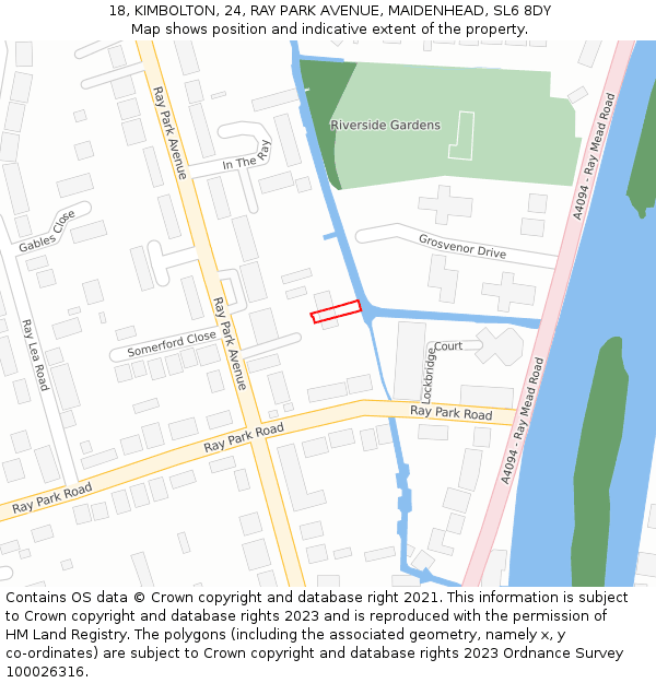 18, KIMBOLTON, 24, RAY PARK AVENUE, MAIDENHEAD, SL6 8DY: Location map and indicative extent of plot