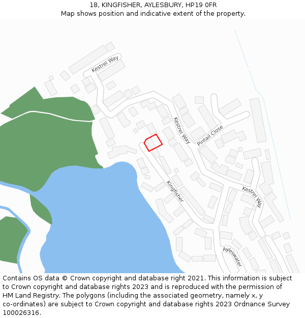 18, KINGFISHER, AYLESBURY, HP19 0FR: Location map and indicative extent of plot