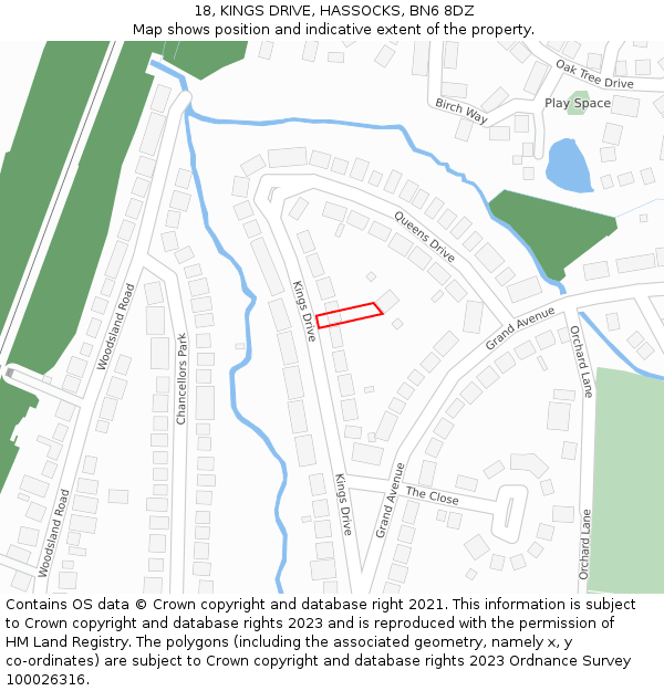18, KINGS DRIVE, HASSOCKS, BN6 8DZ: Location map and indicative extent of plot
