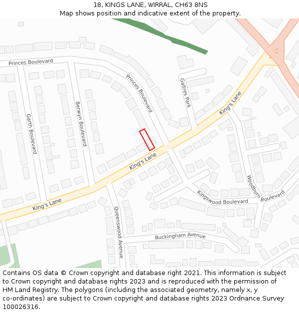 18, KINGS LANE, WIRRAL, CH63 8NS: Location map and indicative extent of plot