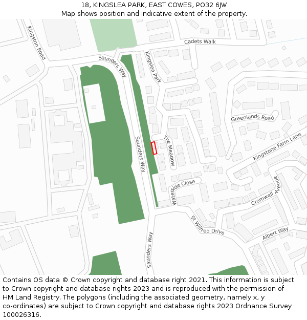 18, KINGSLEA PARK, EAST COWES, PO32 6JW: Location map and indicative extent of plot