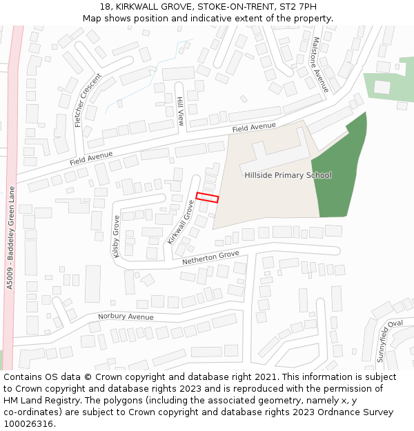 18, KIRKWALL GROVE, STOKE-ON-TRENT, ST2 7PH: Location map and indicative extent of plot