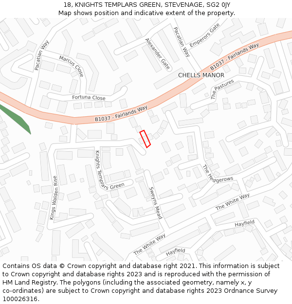 18, KNIGHTS TEMPLARS GREEN, STEVENAGE, SG2 0JY: Location map and indicative extent of plot