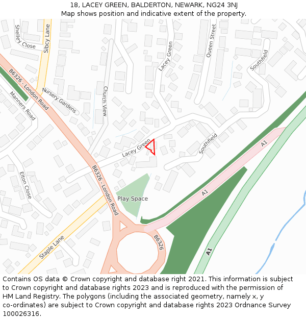 18, LACEY GREEN, BALDERTON, NEWARK, NG24 3NJ: Location map and indicative extent of plot