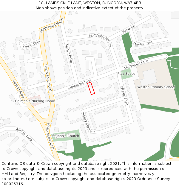 18, LAMBSICKLE LANE, WESTON, RUNCORN, WA7 4RB: Location map and indicative extent of plot