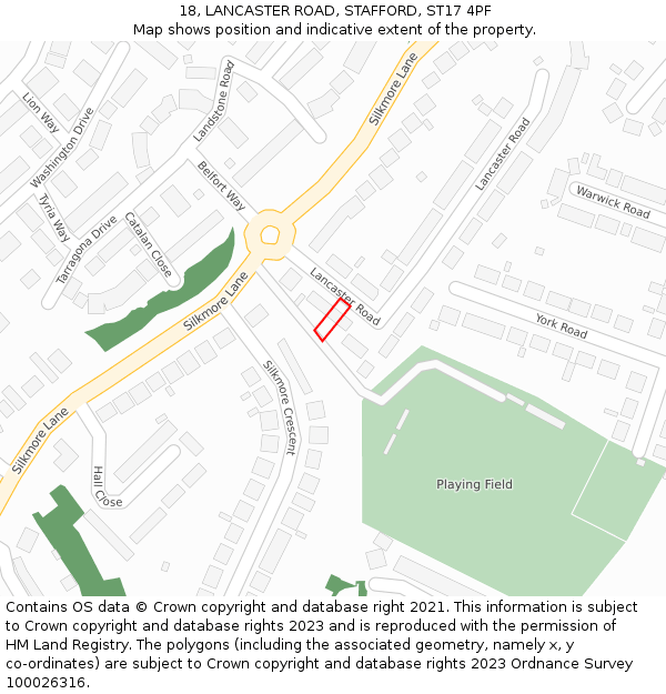 18, LANCASTER ROAD, STAFFORD, ST17 4PF: Location map and indicative extent of plot