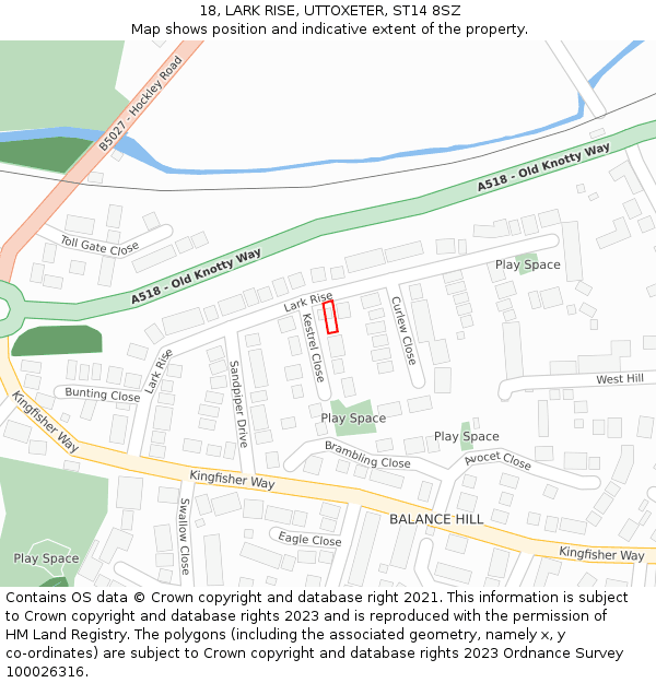 18, LARK RISE, UTTOXETER, ST14 8SZ: Location map and indicative extent of plot