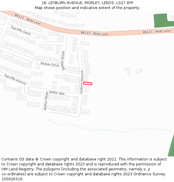 18, LEYBURN AVENUE, MORLEY, LEEDS, LS27 8YP: Location map and indicative extent of plot