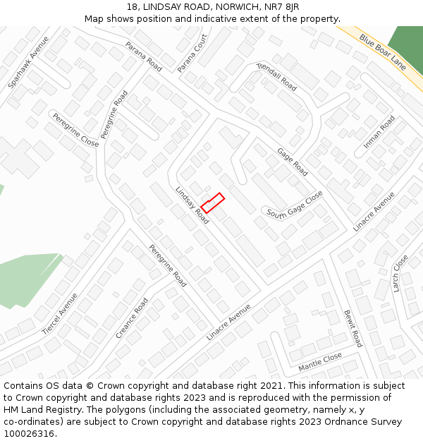 18, LINDSAY ROAD, NORWICH, NR7 8JR: Location map and indicative extent of plot