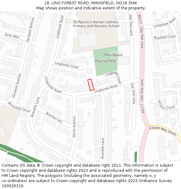 18, LING FOREST ROAD, MANSFIELD, NG18 3NW: Location map and indicative extent of plot