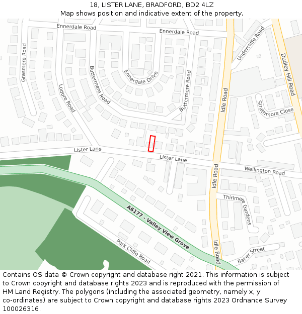 18, LISTER LANE, BRADFORD, BD2 4LZ: Location map and indicative extent of plot