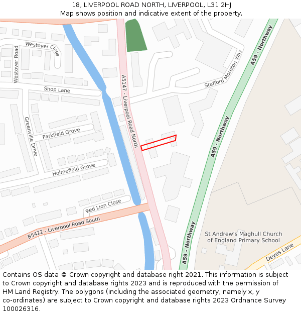 18, LIVERPOOL ROAD NORTH, LIVERPOOL, L31 2HJ: Location map and indicative extent of plot