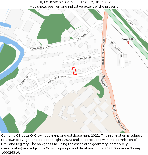 18, LONGWOOD AVENUE, BINGLEY, BD16 2RX: Location map and indicative extent of plot