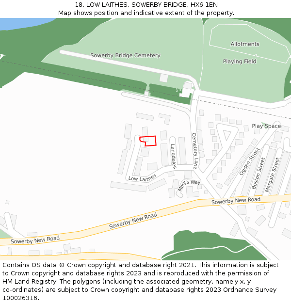 18, LOW LAITHES, SOWERBY BRIDGE, HX6 1EN: Location map and indicative extent of plot