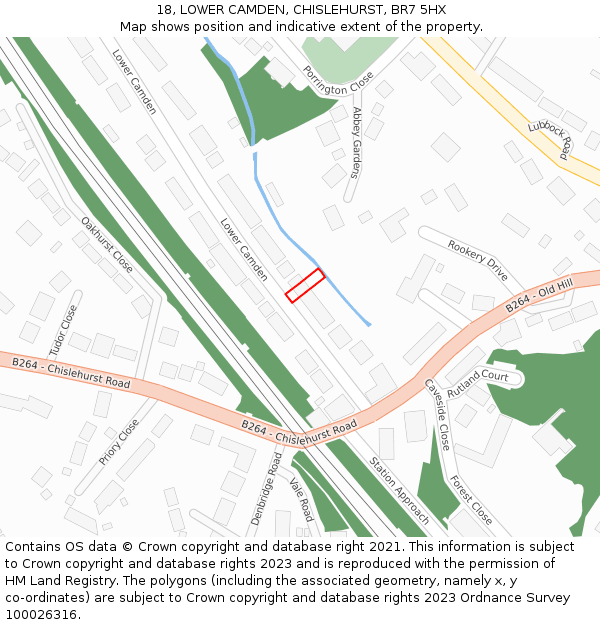 18, LOWER CAMDEN, CHISLEHURST, BR7 5HX: Location map and indicative extent of plot