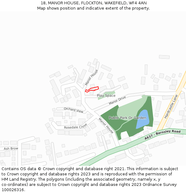 18, MANOR HOUSE, FLOCKTON, WAKEFIELD, WF4 4AN: Location map and indicative extent of plot