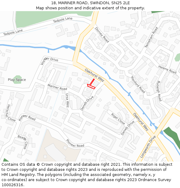 18, MARINER ROAD, SWINDON, SN25 2LE: Location map and indicative extent of plot