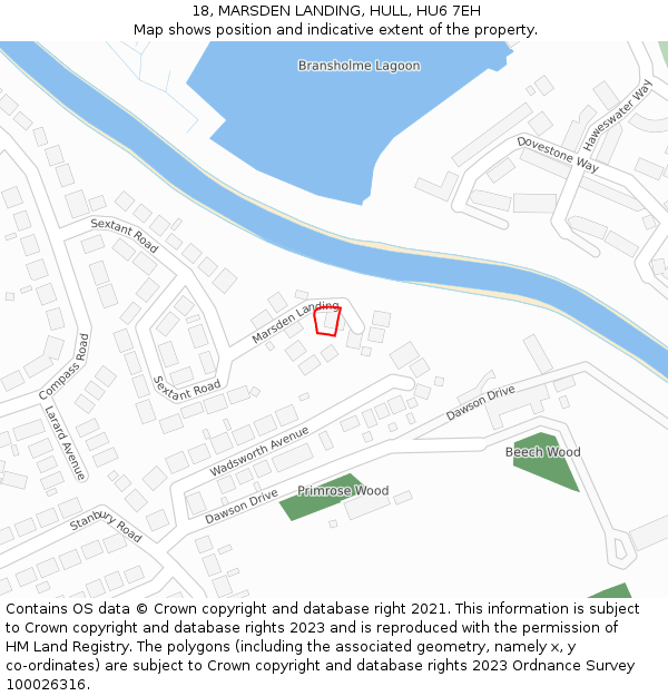 18, MARSDEN LANDING, HULL, HU6 7EH: Location map and indicative extent of plot
