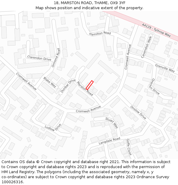 18, MARSTON ROAD, THAME, OX9 3YF: Location map and indicative extent of plot