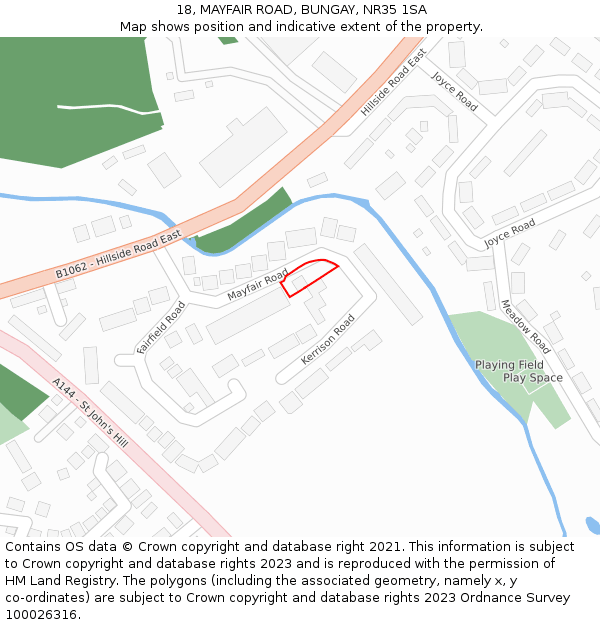 18, MAYFAIR ROAD, BUNGAY, NR35 1SA: Location map and indicative extent of plot