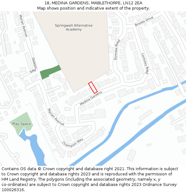 18, MEDINA GARDENS, MABLETHORPE, LN12 2EA: Location map and indicative extent of plot