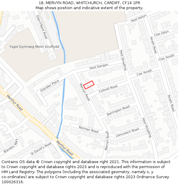 18, MERVYN ROAD, WHITCHURCH, CARDIFF, CF14 1PR: Location map and indicative extent of plot